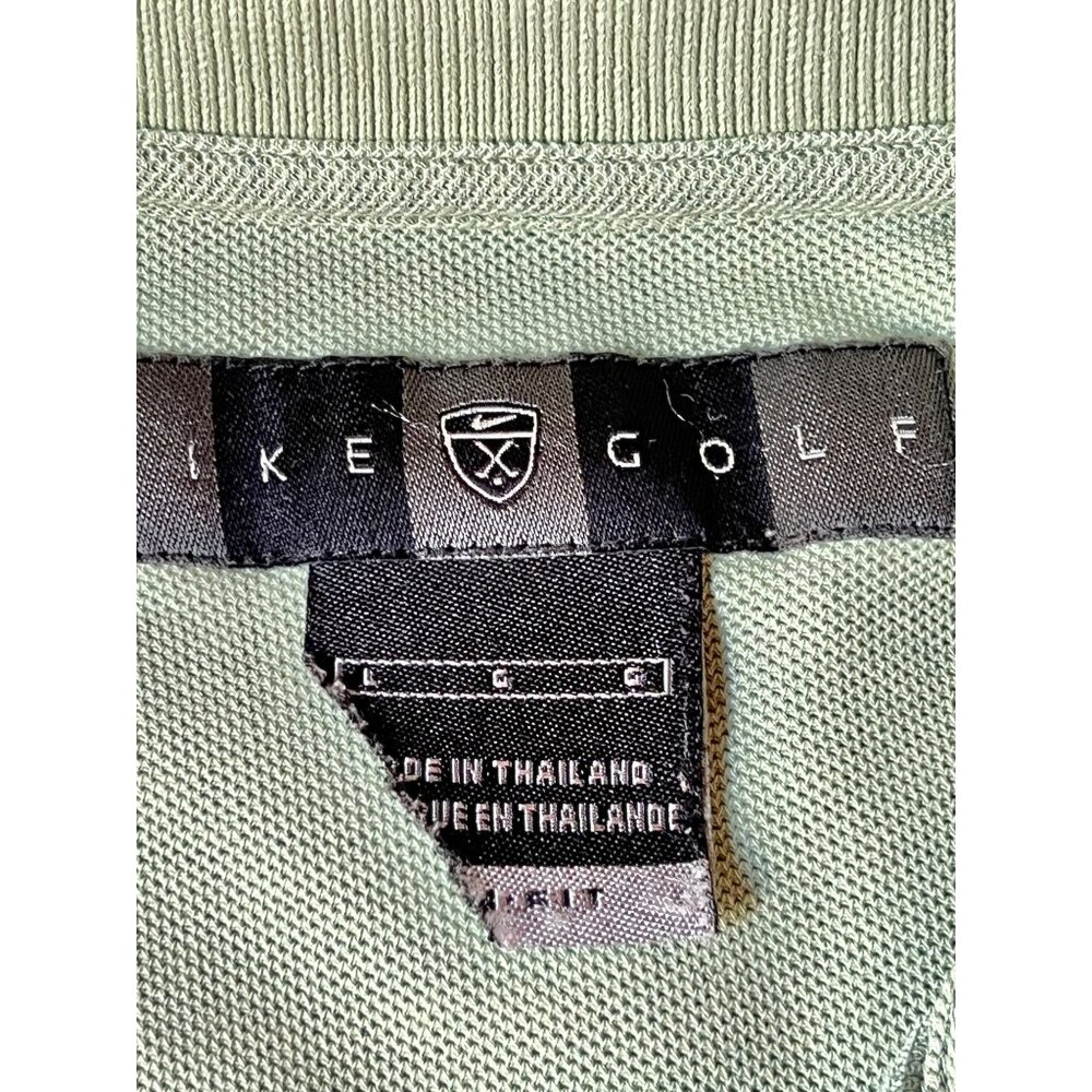 Two Golf Mens Polo Shirts Size L Nike Izod Green Cotton Blue Striped Blend - Picture 5 of 16